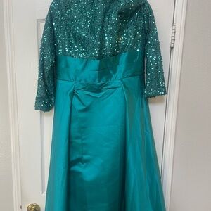Teal Sequin Evening Gown